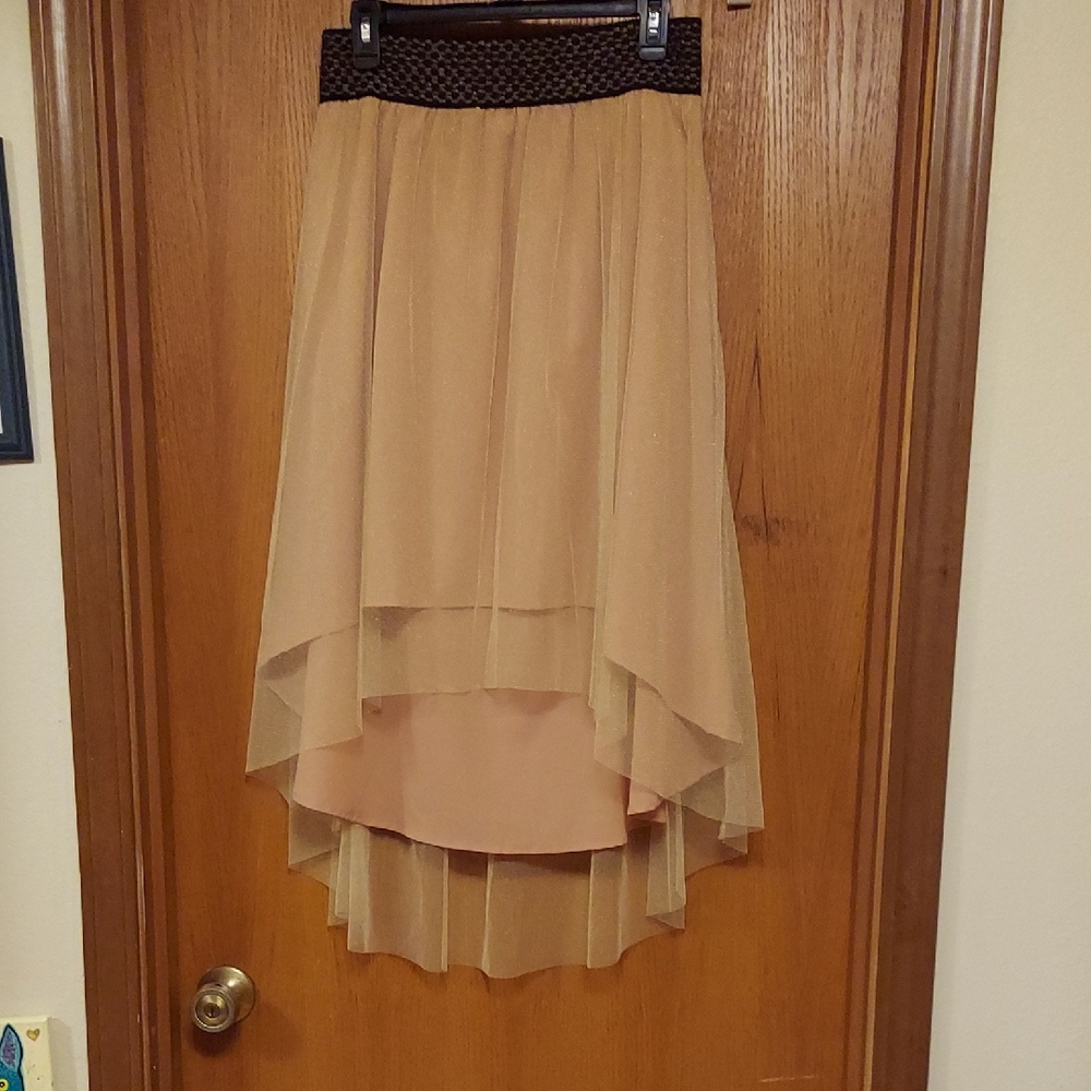 Miss Me Tan High-Low Layered Skirt